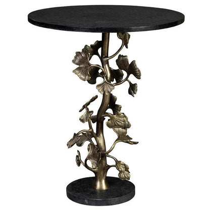 Ginkgo Granite Topped Round End Table - LOOMLAN - Furniture Classics - Side Tables