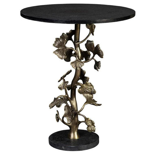 Ginkgo Granite Topped Round End Table - LOOMLAN - Furniture Classics - Side Tables