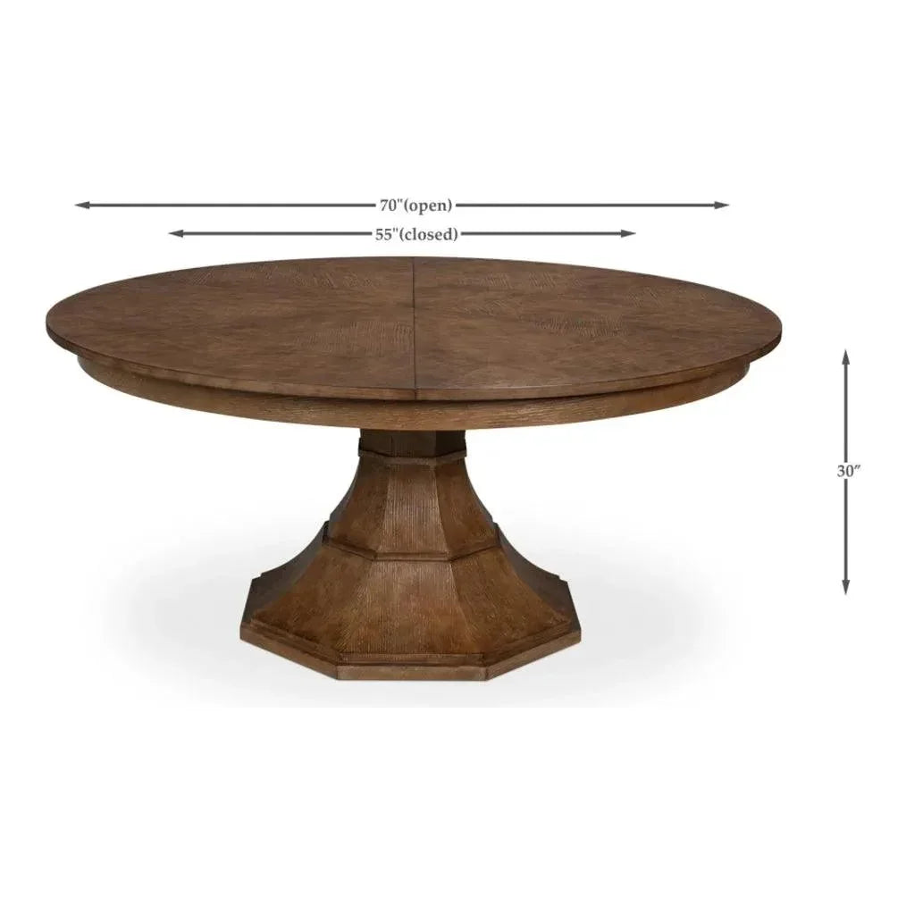 Giselle Jupe Extendable Round Dining Table-Dining Tables-Sarreid-LOOMLAN