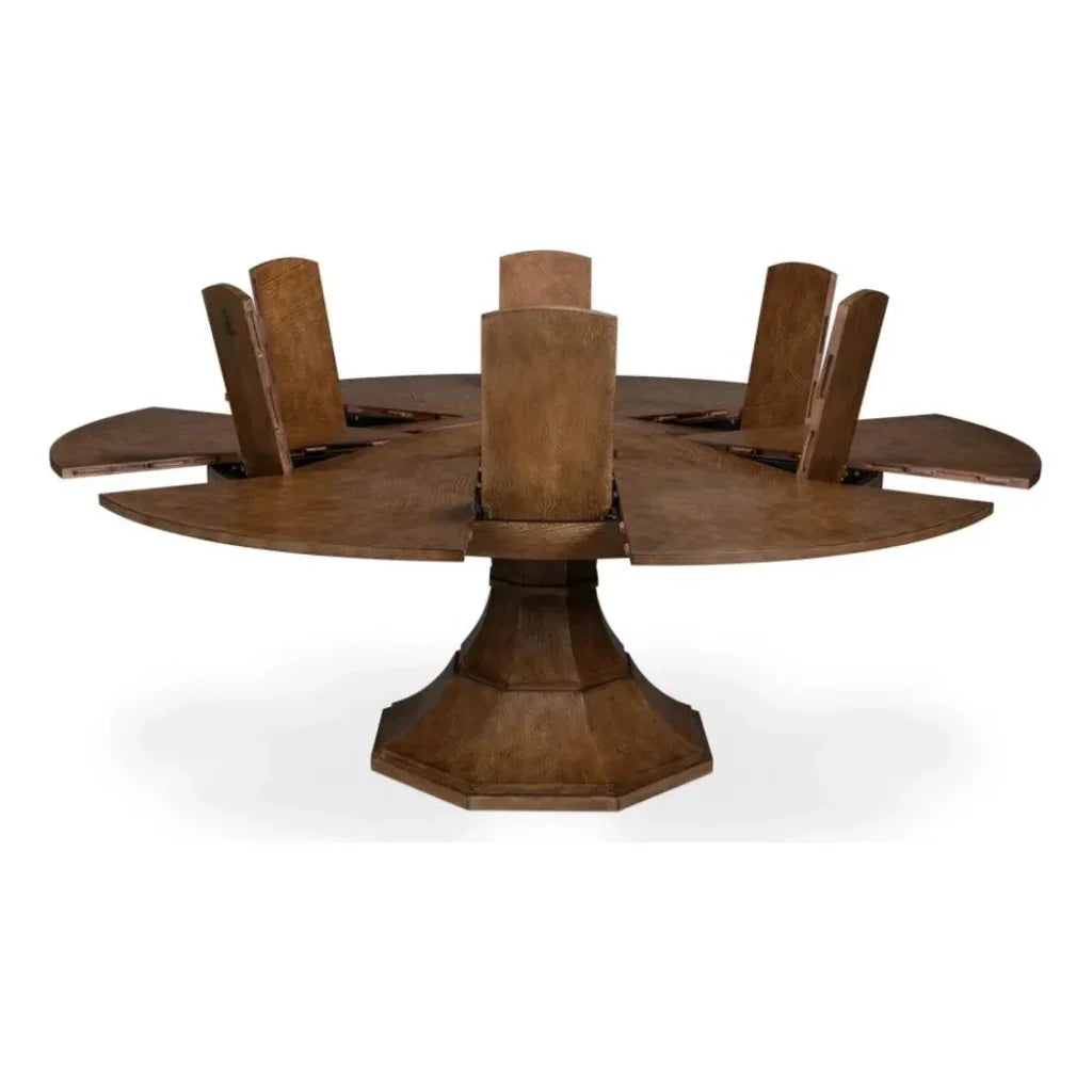 Giselle Jupe Extendable Round Dining Table-Dining Tables-Sarreid-LOOMLAN