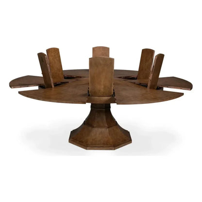 Giselle Jupe Extendable Round Dining Table-Dining Tables-Sarreid-LOOMLAN