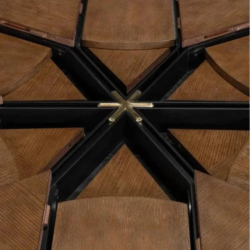 Giselle Jupe Extendable Round Dining Table-Dining Tables-Sarreid-LOOMLAN