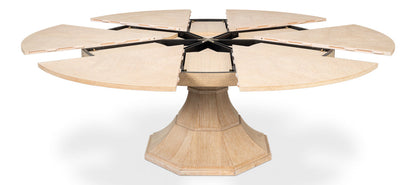 Giselle Jupe Extendable Wooden Dining Table-Dining Tables-Sarreid-Bleached Oak-Large-LOOMLAN