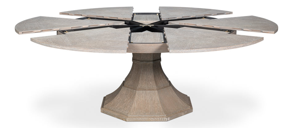 Giselle Jupe Extendable Wooden Dining Table-Dining Tables-Sarreid-Moonskin-Large-LOOMLAN