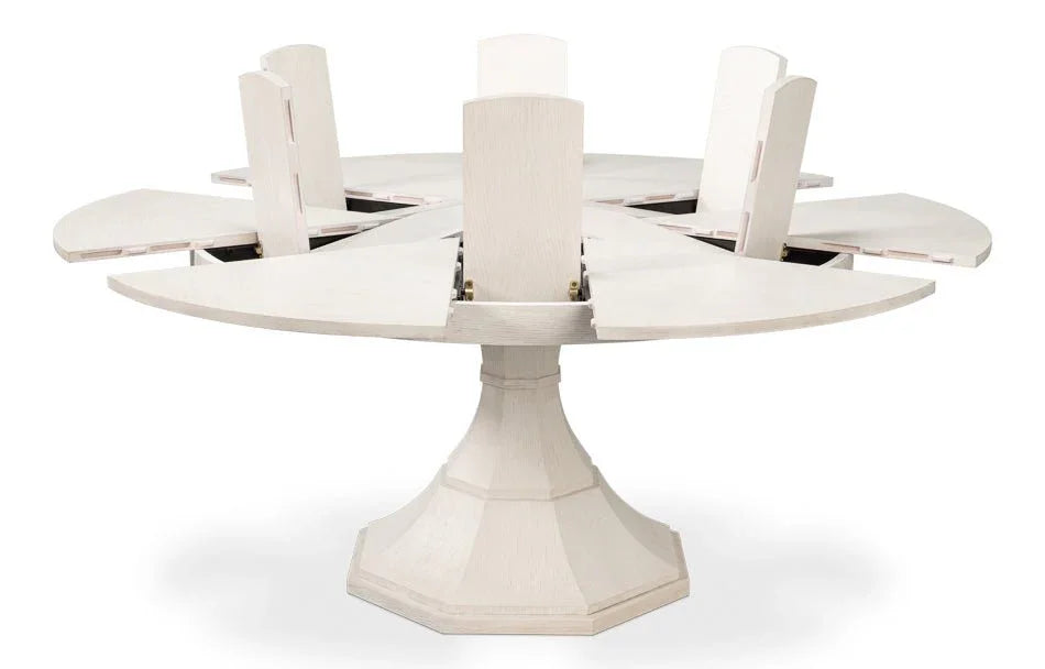 Giselle Jupe Wooden Round Dining Table-Dining Tables-Sarreid-LOOMLAN