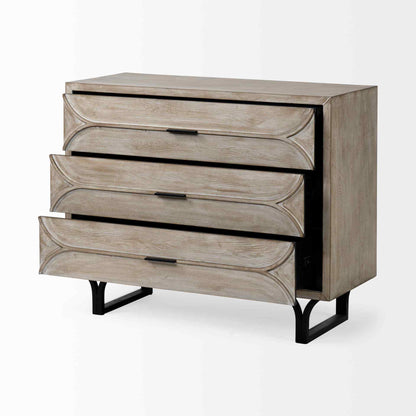 Giselle Three Drawers Wooden Accent Cabinet