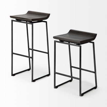 Givens Black Wood Top Bar Stool