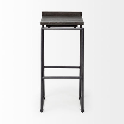 Givens Black Wood Top Bar Stool