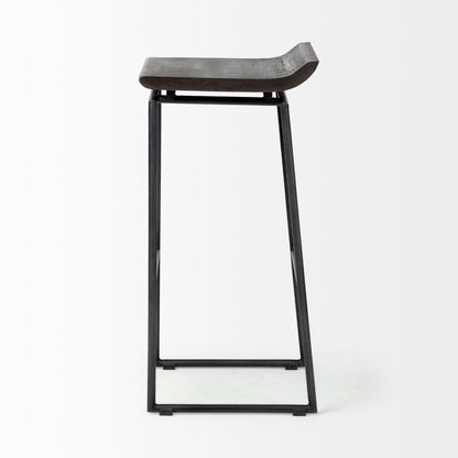 Givens Black Wood Top Bar Stool