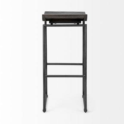 Givens Black Wood Top Bar Stool
