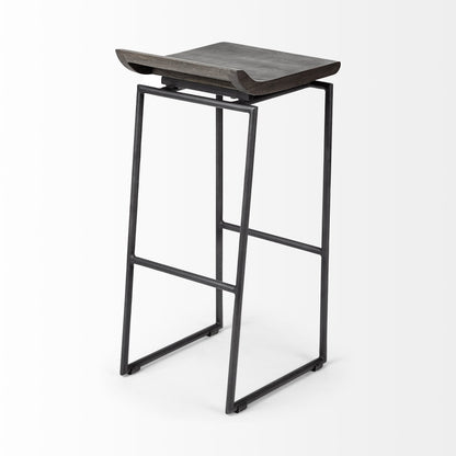 Givens Black Wood Top Bar Stool