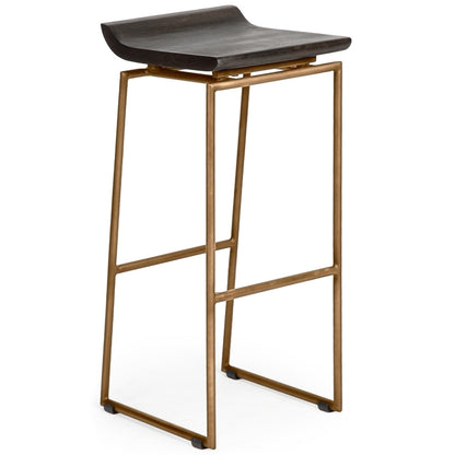 Givens Black Wood Top Bar Stool