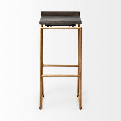 Givens Black Wood Top Bar Stool