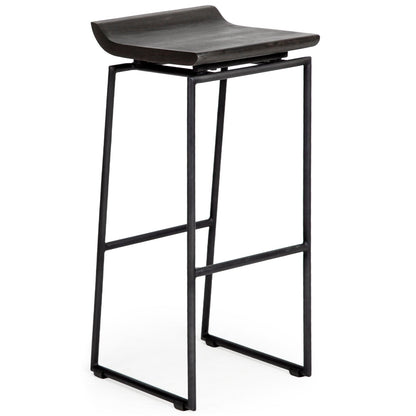 Givens Black Wood Top Bar Stool