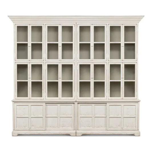 Glass Front Double Curio Bookcase Cabinets - LOOMLAN - Sarreid - Buffets & Curios