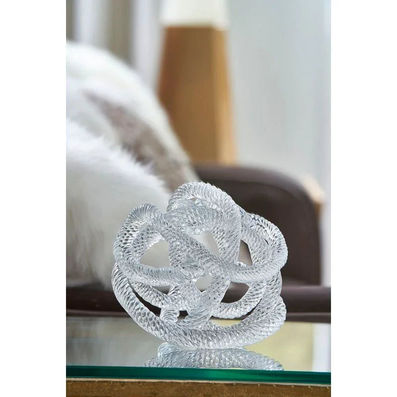 Glass Love Knot Clear Sculpture Sculpture - LOOMLAN - Chelsea House - Statues & Sculptures