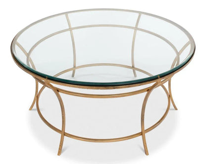 Glass Top Round Coffee Table - LOOMLAN - Sarreid - Coffee Tables