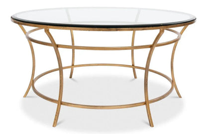 Glass Top Round Coffee Table - LOOMLAN - Sarreid - Coffee Tables