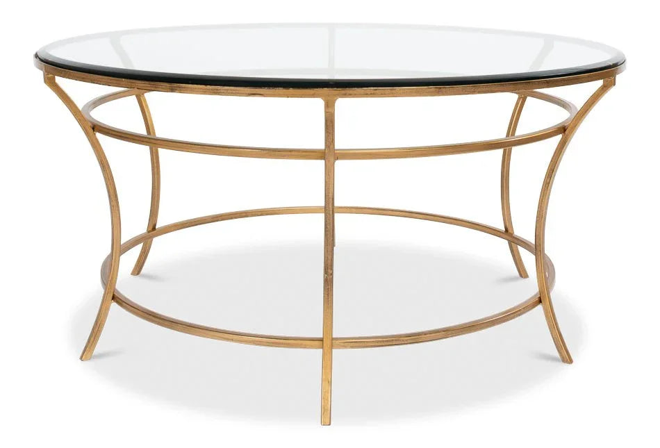 Glass Top Round Coffee Table - LOOMLAN - Sarreid - Coffee Tables