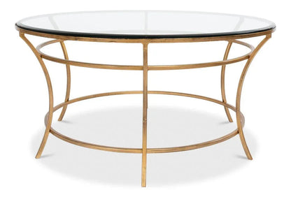 Glass Top Round Coffee Table - LOOMLAN - Sarreid - Coffee Tables