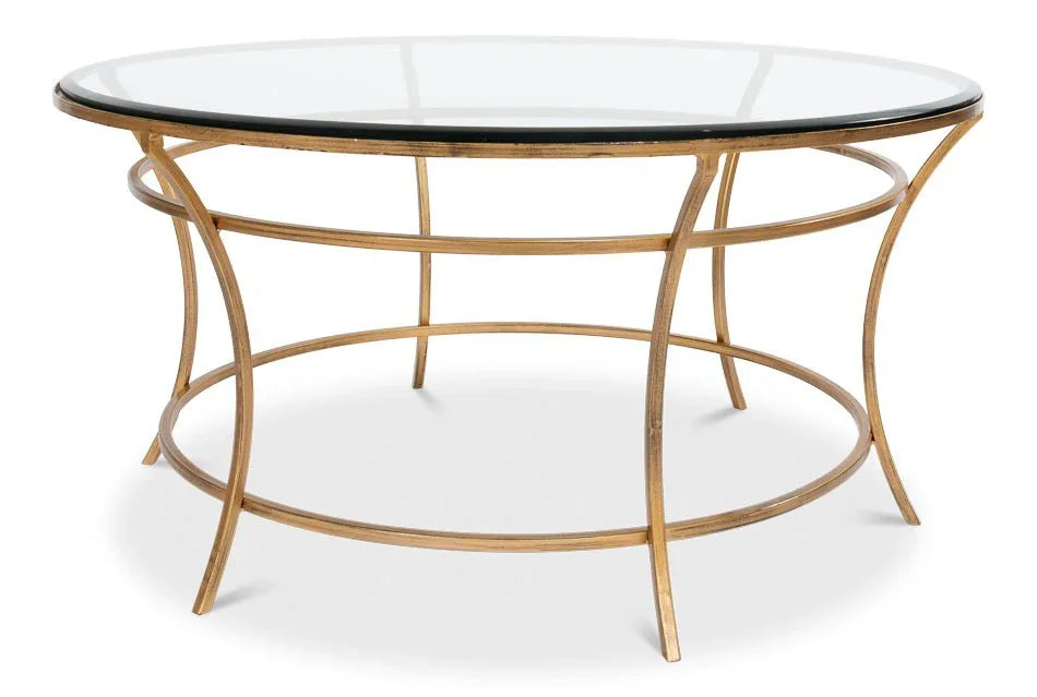 Glass Top Round Coffee Table - LOOMLAN - Sarreid - Coffee Tables