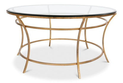Glass Top Round Coffee Table - LOOMLAN - Sarreid - Coffee Tables