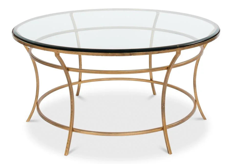 Glass Top Round Coffee Table - LOOMLAN - Sarreid - Coffee Tables