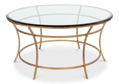 Glass Top Round Coffee Table - LOOMLAN - Sarreid - Coffee Tables
