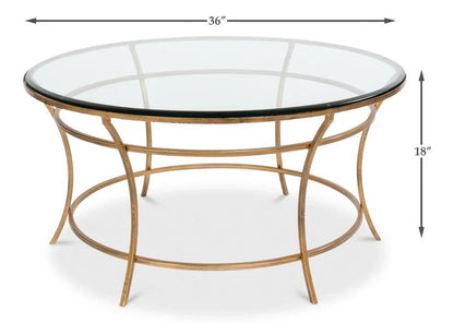 Glass Top Round Coffee Table - LOOMLAN - Sarreid - Coffee Tables