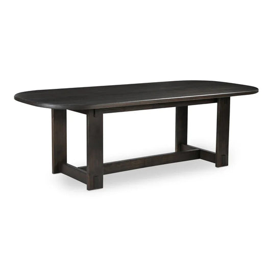 Glenn Solid Neem Wood Brown Dining Table-Dining Tables-Moe's Home-Oval-LOOMLAN