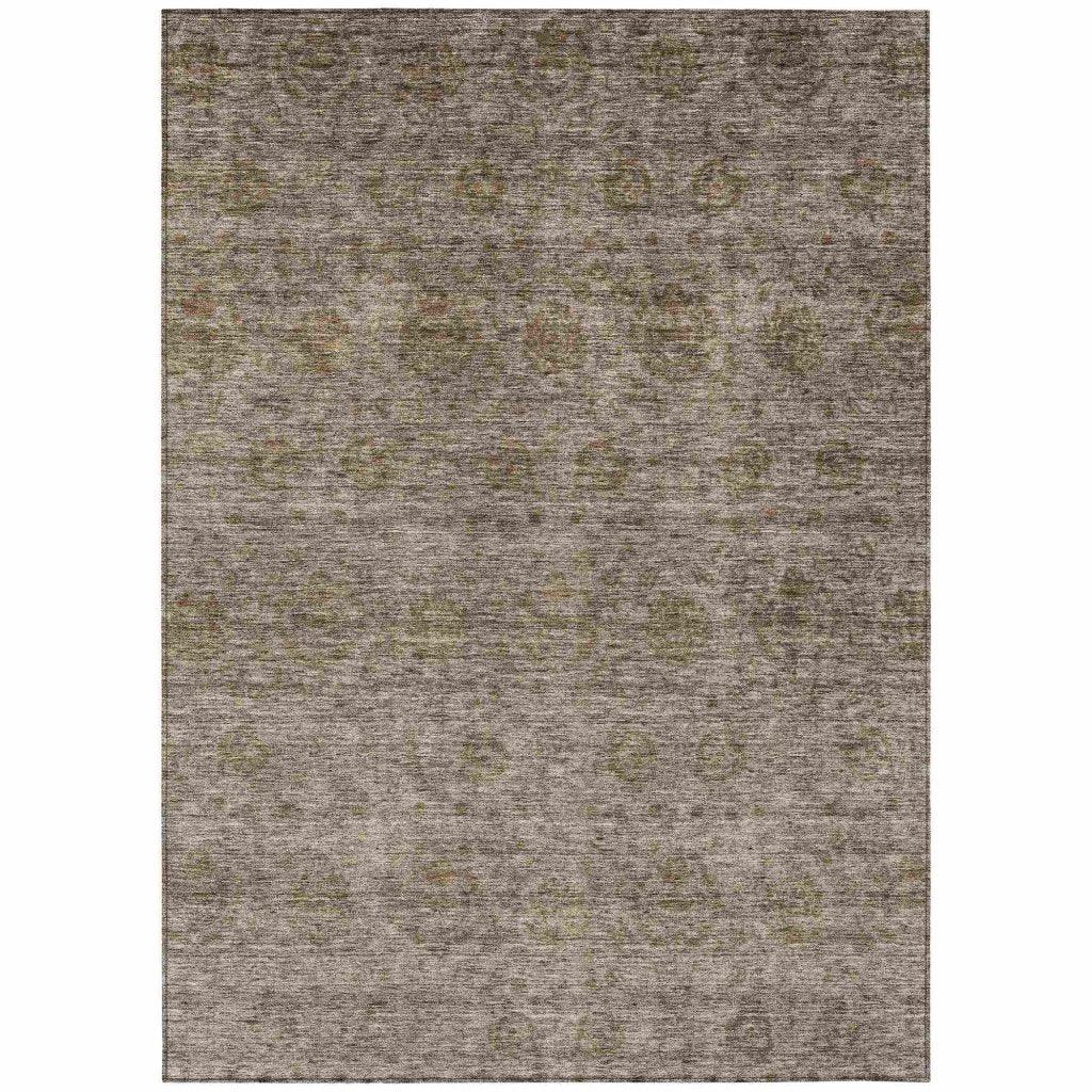 Glenra Brown Washable Indoor - Outdoor Rug - LOOMLAN - LOOMLAN Rugs - Outdoor Rugs