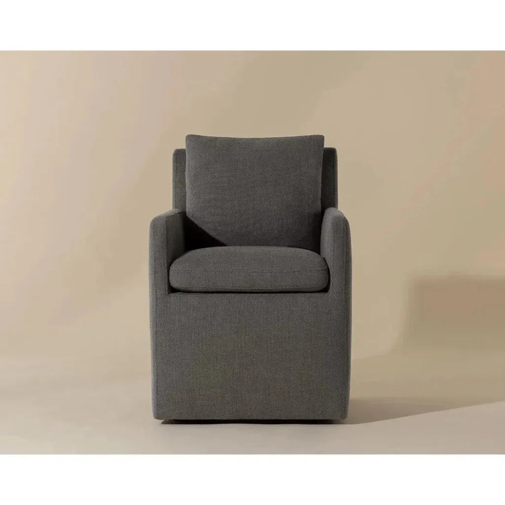 Glenrose Fabric Wheeled Dining Chair - LOOMLAN - SUNPAN - Dining Chairs