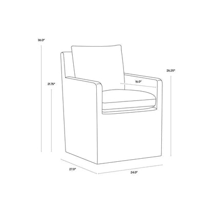 Glenrose Fabric Wheeled Dining Chair - LOOMLAN - SUNPAN - Dining Chairs