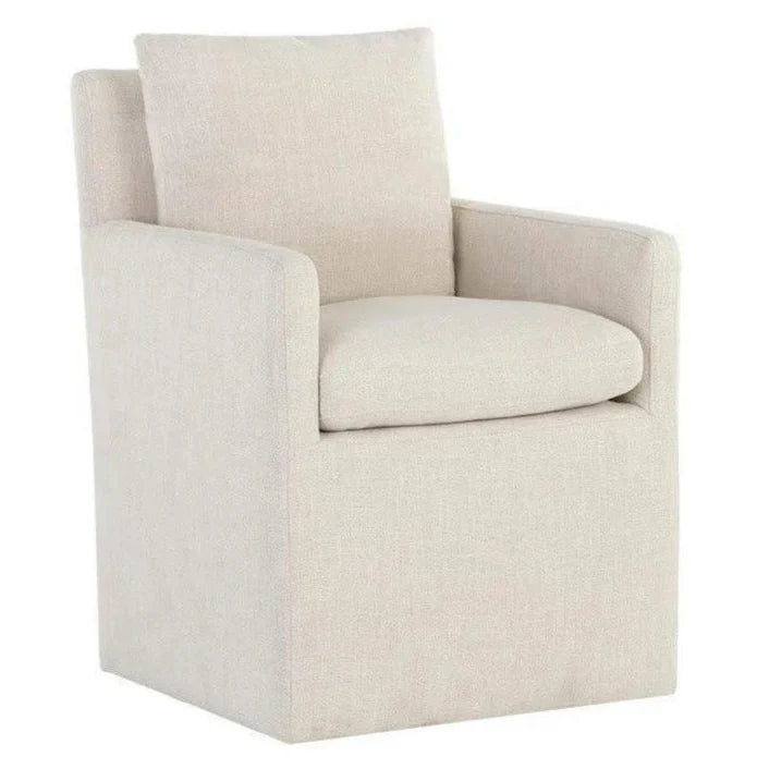 Glenrose Fabric Wheeled Dining Chair - LOOMLAN - SUNPAN - Dining Chairs