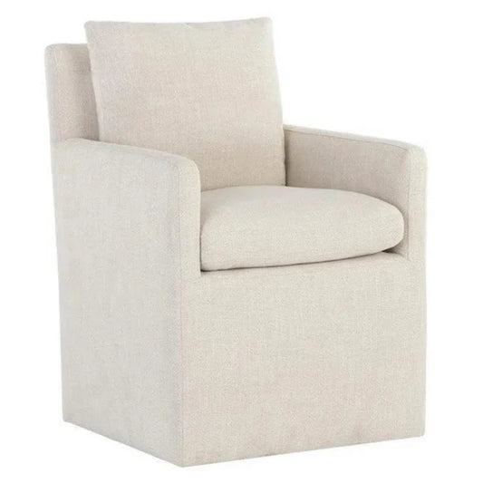 Glenrose Fabric Wheeled Dining Chair - LOOMLAN - SUNPAN - Dining Chairs