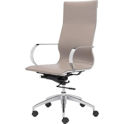 Glider High Back Office Chair Taupe-Office Chairs-Zuo Modern-LOOMLAN