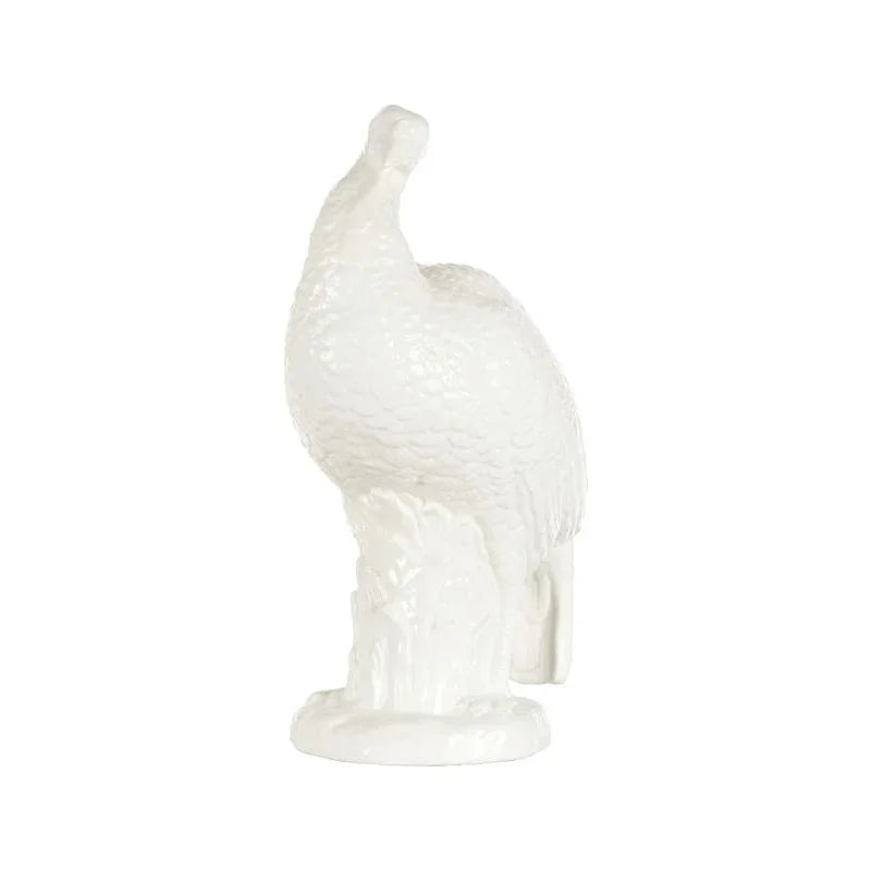 Glossy White Ceramic Turkey Sculpture - LOOMLAN - Chelsea House - Statues & Sculptures