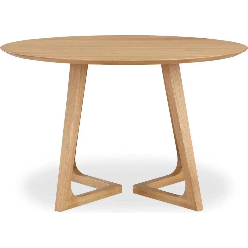 Godenza Natural Solid Oak Round Dining Table-Dining Tables-Moe's Home-LOOMLAN