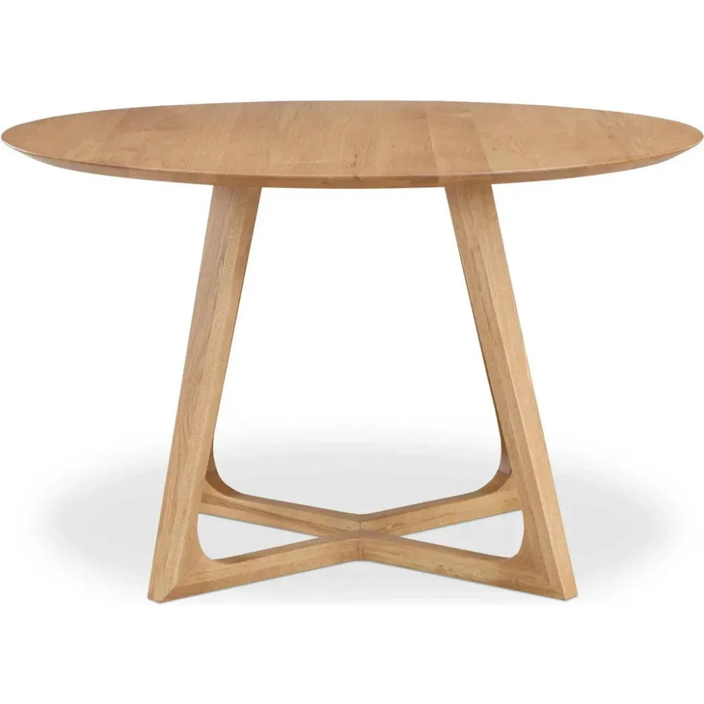 Godenza Natural Solid Oak Round Dining Table-Dining Tables-Moe's Home-LOOMLAN