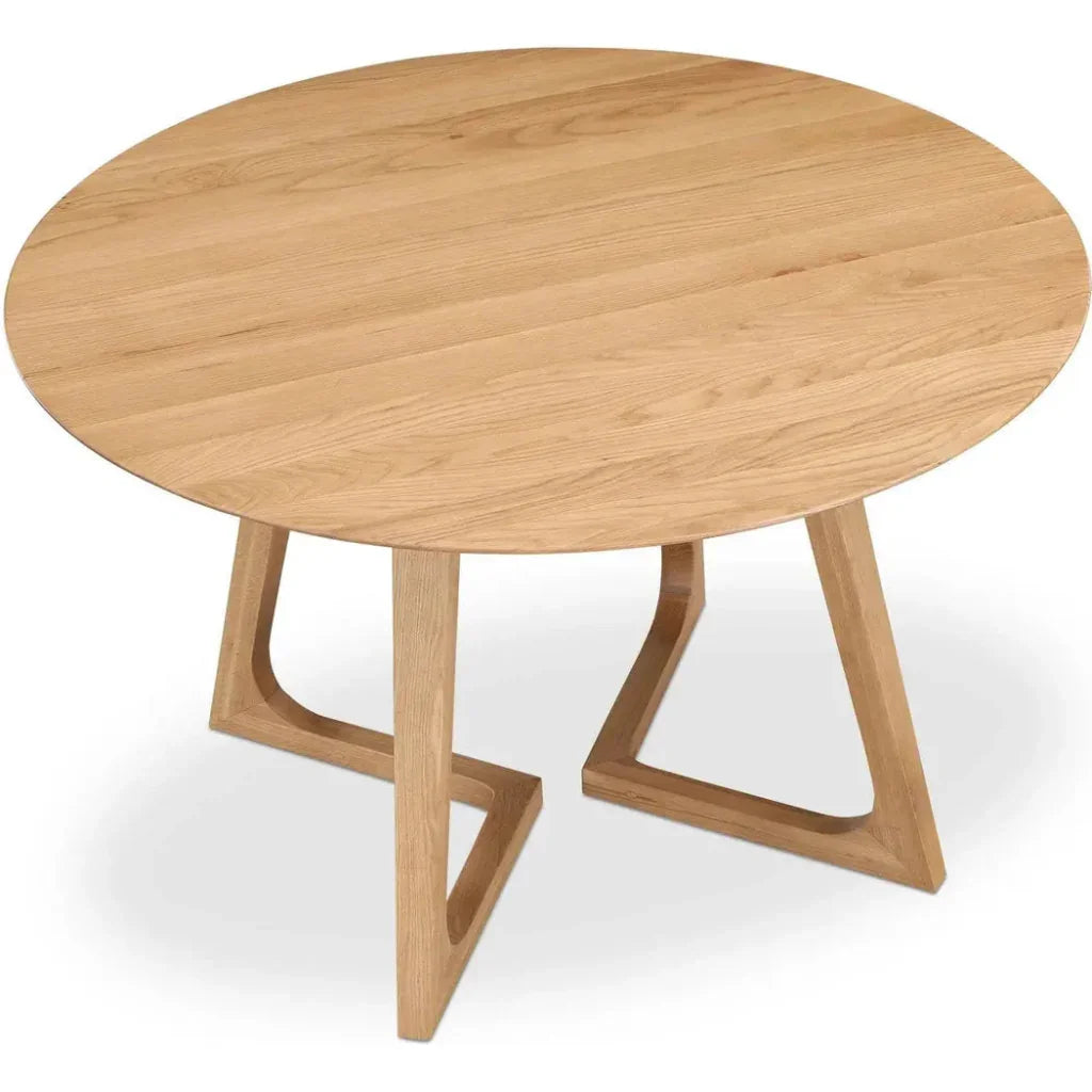Godenza Natural Solid Oak Round Dining Table-Dining Tables-Moe's Home-LOOMLAN