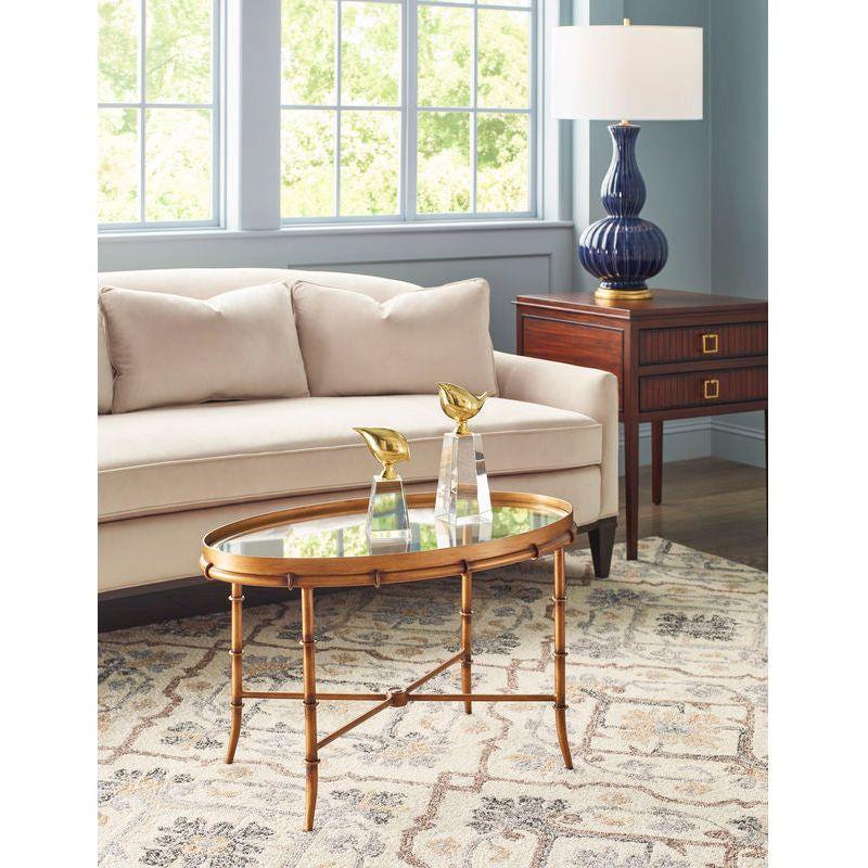 Gold Bamboo Style Based Rectangular Cocktail Table - LOOMLAN - Chelsea House - Coffee Tables