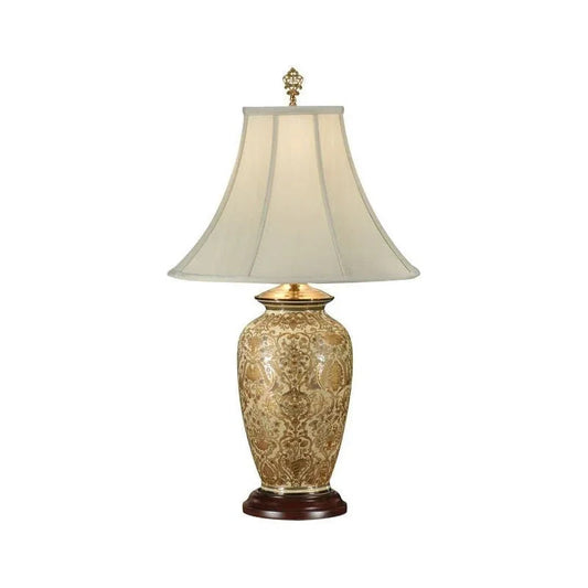 Gold Damask Hand - Painted Porcelain Base Table Lamp - LOOMLAN - Wildwood - Table Lamps