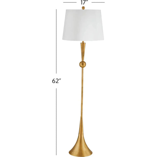 Gold Metal Floor Lamp-Floor Lamps-Bassett Mirror-LOOMLAN