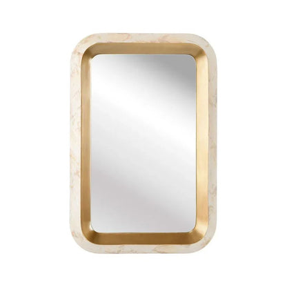 Gold Shellebrations Creamy Cabebe Shell Frame Wall Mirror - LOOMLAN - Wildwood - Wall Mirrors