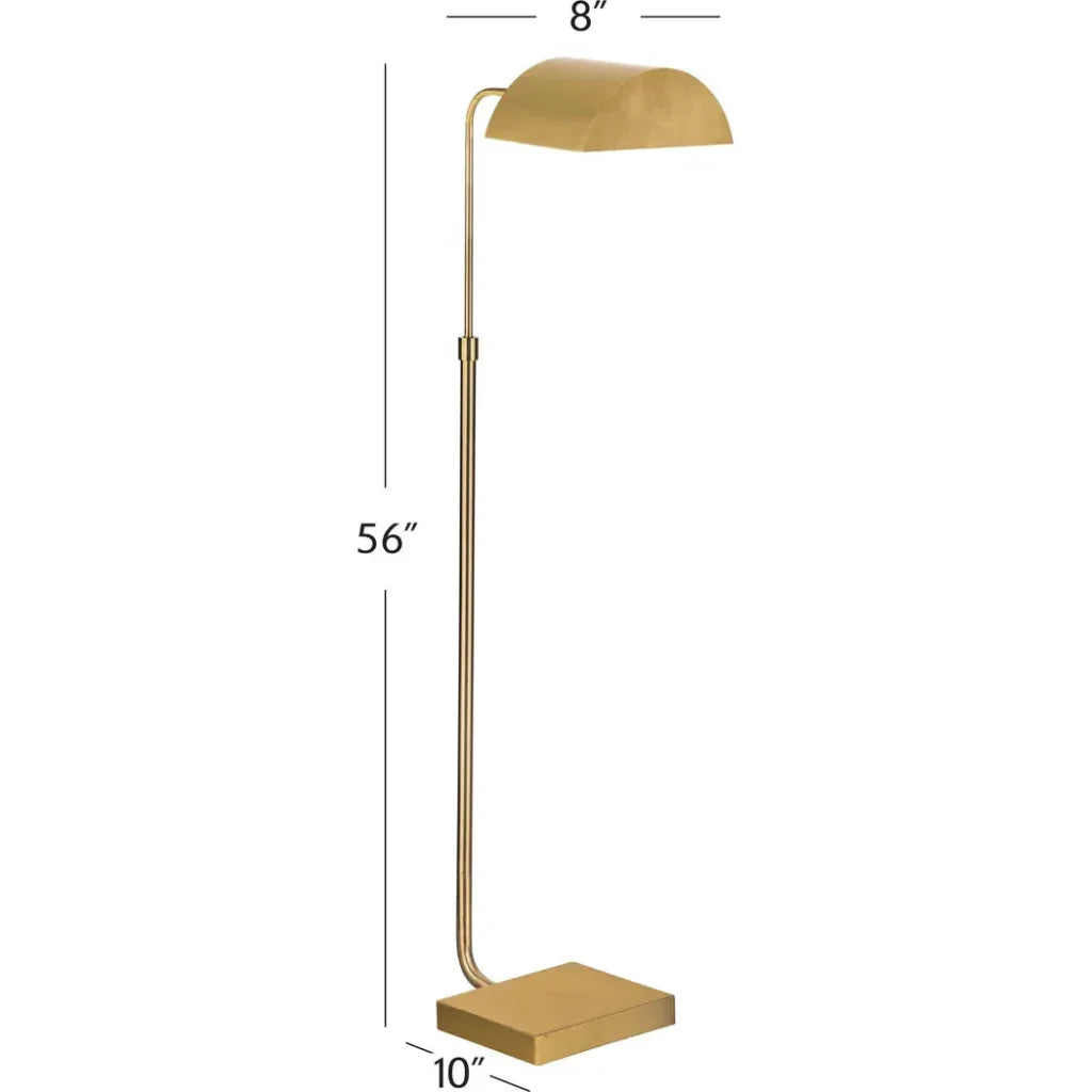 Golden Brass Metal Floor Lamp-Floor Lamps-Bassett Mirror-LOOMLAN