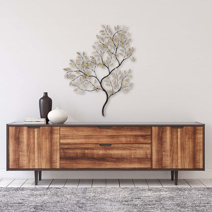Golden Spring Tree Style Metal Wall Art-Metal Wall Art-Paragon-LOOMLAN
