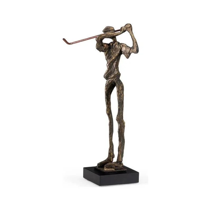 Golfer Bronze Finish Sculpture - LOOMLAN - Wildwood - Statues & Sculptures