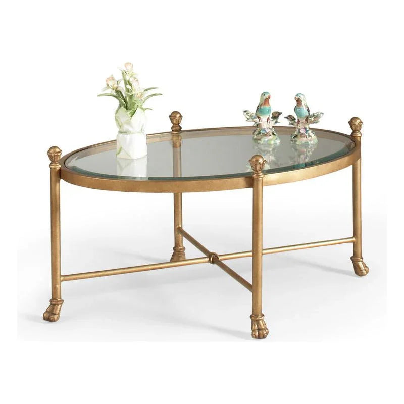 Gordon Antique Gold Based Oval Cocktail Table - LOOMLAN - Chelsea House - Coffee Tables