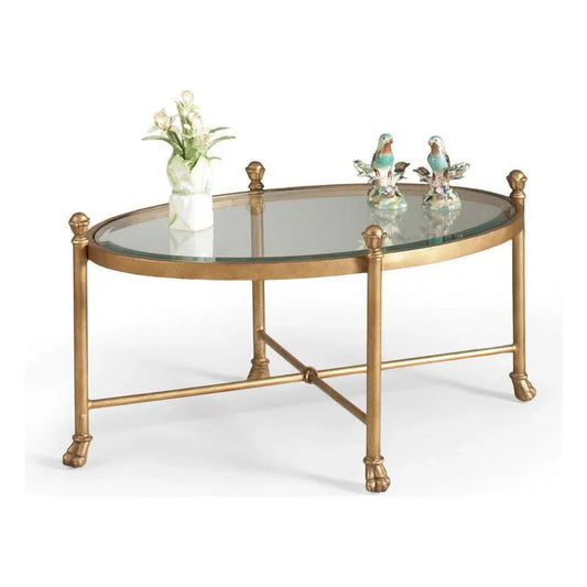 Gordon Antique Gold Based Oval Cocktail Table - LOOMLAN - Chelsea House - Coffee Tables