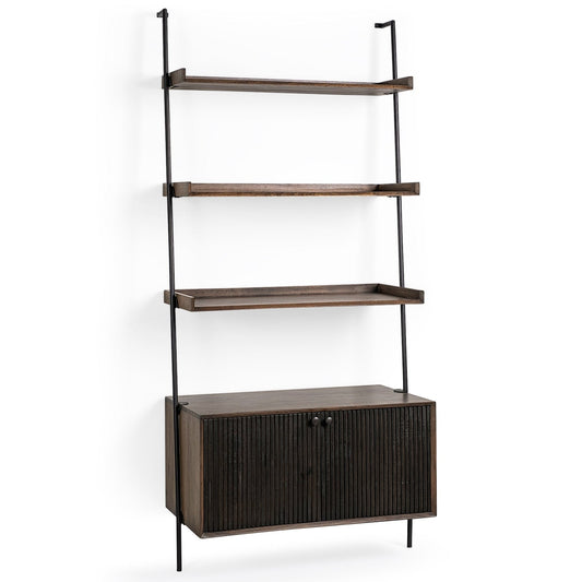 Grace Three Shelves Wooden Shelving Unit-Etageres-Mercana-LOOMLAN